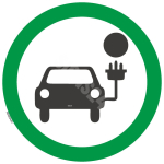 M&auml;rk Elektriautode laadimiskoht M&auml;rgi alus Kleebis M&auml;rgi t&uuml;&uuml;p &uuml;hine m&auml;rk M&auml;rgi suurus d 50 mm