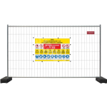 Plakat Ettevaatust! J&auml;rgige objektil t&ouml;&ouml;- ja tuleohutusn&otilde;udeid! M&auml;rgi alus PVC b&auml;nner (pehmest materjalist) M&auml;rgi suurus 1000 x 1500 mm Viipeteksti keel Leedu M&auml;rgi variant SIGNS24 standardiseeritud disain