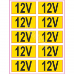 M&auml;rkide komplekt Elektriv&otilde;rgu t&auml;histus 10 tk (12V, 36V, 230V, 380V) M&auml;rgi alus Kleebis M&auml;rgi suurus 20 x 40 mm M&auml;rgi variant 12V