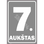M&auml;rk Korruse numeratsioon - 7. korrus V&auml;rvus Hall M&auml;rgi alus Kleebis M&auml;rgi t&uuml;&uuml;p luminestsentsm&auml;rk M&auml;rgi suurus 220 x 320 mm Viipeteksti keel Leedu