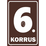 M&auml;rk Korruse numeratsioon - 6. korrus V&auml;rvus Pruun M&auml;rgi alus Plastik (vahustatud PVC 2 mm) M&auml;rgi t&uuml;&uuml;p luminestsentsm&auml;rk M&auml;rgi suurus 220 x 320 mm Viipeteksti keel Eesti