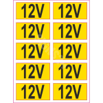 M&auml;rkide komplekt Elektriv&otilde;rgu t&auml;histus 10 tk (12V, 36V, 230V, 380V) M&auml;rgi alus Kleebis M&auml;rgi suurus 20 x 40 mm M&auml;rgi variant 12V