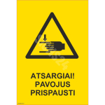 M&auml;rk K&auml;te purustamise oht M&auml;rgi alus Kleebis M&auml;rgi t&uuml;&uuml;p &uuml;hine m&auml;rk M&auml;rgi suurus 70x100 mm (koos tekstiga) Viipeteksti keel Leedu