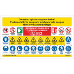 Ehitusplatsi plakat - T&auml;helepanu, ehitust&ouml;&ouml;d k&auml;ivad t&ouml;&ouml;kaitsen&otilde;uete t&auml;itmiseks M&auml;rgi alus PVC b&auml;nner (pehmest materjalist) M&auml;rgi suurus 1000 x 1700 mm Viipeteksti keel Leedu M&auml;rgi variant Isikup&auml;rastatud disain (LOGO/ MARKS/TEXT)