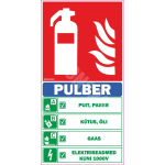 M&auml;rk Tulekustuti koos selgitava tekstiga M&auml;rgi alus Plastik (vahustatud PVC 2 mm) M&auml;rgi t&uuml;&uuml;p &uuml;hine m&auml;rk M&auml;rgi suurus 100 x 200 mm Viipeteksti keel Eesti M&auml;rgi variant pulber