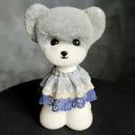 Mr. Jiangi p&uuml;stiste k&otilde;rvadega Teddy pea karv - vahetatav karv Teddy hoolduspeale, p&uuml;stiste k&otilde;rvadega, hall valge koonuga.