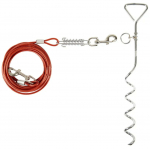 Flamingo Tie Out Stake Igla - metallist vai koerte kinnitamiseks, 7,5 m terasest treeningkaabli ja amortisaatoriga