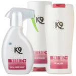 K9 Keratin+ Niisutav Komplekt - keratiiniga rikastatud hoolduskomplekt koerte ja kasside karvkatte niisutamiseks ja elustamiseks.