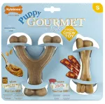 Nylabone kutsikate gurmee kaksikpakend - koerte n&auml;rimism&auml;nguasjade komplekt, intensiivse l&otilde;hnaga