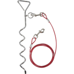 Flamingo Tie Out Stake Pilka - metallist vai koerte kinnitamiseks, 3m terasest treeningkaabliga