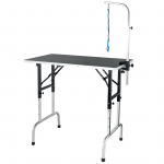 Grooming table with single-sided arm and height adjustment, top 90cm x