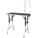 Grooming table with single-sided arm and height adjustment, top 90cm x