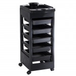 Plastikust hooldusabiline ratastel, sahtli ja riiuliga