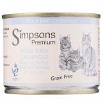 Simpsons Premium Cat Four Bird Casserole - grain-free wet food for cats, chicken, turkey, duck, and goose