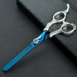 Excalibur Shears Poseidon Blue Thinner - elegantselt kaunistatud &uuml;hepoolne harvendusk&auml;&auml;rid, 32 hammast