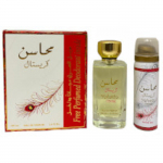 Lattafa Perfumes Mahasin Crystal kinkekomplekt EDP 100 ml ja deodorant 75 ml 100 ml + 75 ml