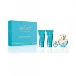Versace Dylan Turquoise pour Femme kinkekomplekt EDT 100 ml, du&scaron;igeel 100 ml, kehageel 100 ml ja mini EDT 5 ml 100 ml + 100 ml + 100 ml + 5 ml
