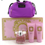 Versace Bright Crystal kinkekomplekt EDT 90 ml, kehakreem 100 ml, du&scaron;igeel 100 ml ja kosmeetika 90 ml + 100 ml + 100 ml +  ir Kosmetinė