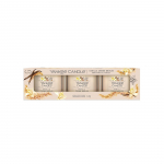 Yankee Candle kinkekomplekt &ndash; 3 t&auml;idetud votiivk&uuml;&uuml;nalt &ldquo;Vanilla Cr&egrave;me Br&ucirc;l&eacute;e&rdquo;
