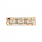 Yankee Candle kinkekomplekt &ndash; 3 t&auml;idetud votiivk&uuml;&uuml;nalt &ldquo;Vanilla Cr&egrave;me Br&ucirc;l&eacute;e&rdquo;