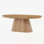 Ovaalne klaasplaadiga diivanilaud Castor (looduslik MDF, 120x60 cm), 62058-111