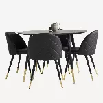 &Uuml;mmarguse Dipp-s&ouml;&ouml;gilaua ja mustade Velvet-toolide komplekt kuldsete detailidega, 115 cm, GR843
