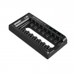 XTAR L8 8-pesaline USB-C AA/AAA nutikas akulaadija (Li-Ion/NiMH), must