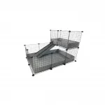 C&C Modular Cage 110x75x75 cm must/h&otilde;be n&auml;rilistele, tehnopol&uuml;meer/metall, &uuml;he tasapinnaga koos 2x1 p&ouml;&ouml;ningu ja h&otilde;bedase rambiga