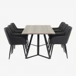 Hall ristk&uuml;likukujuline s&ouml;&ouml;gilaud Marina ja mustad Comfort toolid (180&times;90 cm, metallraam), GR24047