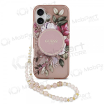 Apple iPhone 17 &uuml;mbris - Guess IML Flowers Strap MagSafe (roosa)
