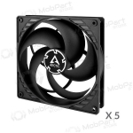 ARCTIC P14 korpuso ventiliatoriai, 3-pin, 140mm, juodi, 5 tk.