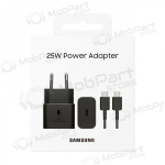 Laadija originaalne Samsung EP-T2510XBEGEU 25W + USB-C kaabel pakendis mustad