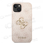 Apple iPhone 14 &uuml;mbris - Guess PU 4G Metal Logo (roosa)
