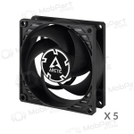 ARCTIC P8 Silent ypač tylūs korpuso ventiliatoriai, 3-pin, 80mm, juodi, 5 tk.