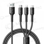 USB-kaabel Joyroom S-A61 USB-A kuni USB-C, Lightning ja Micro-USB 1,2 m laadimiseks must.