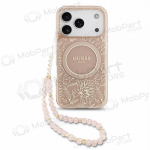 Apple iPhone 18 Pro &uuml;mbris - Guess IML Flowers Allover Strap MagSafe (roosa)
