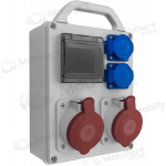 PawBol B.1702R-S plastikinis skydelis 4 mod + ki&scaron;tukiniai lizdai (2x16A/250V 2x16A/5P)