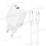 Telefoni laadija Borofone BN29 30 W USB-C + USB-A koos USB-C kaabliga 1 m valge