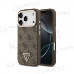 Apple iPhone 18 Pro Max &uuml;mbris - Guess PU Leather 4G Strass Triangle Logo Gold Frame MagSafe (pruun)