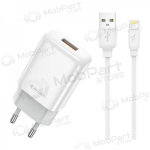 Laadija buitinis Jellico EU01 2.4A USB + Lightning valged