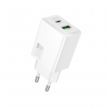 Laadija Hoco N71 30W GaN USB-C/USB-A valge
