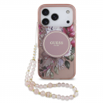 Telefoni&uuml;mbris Guess IML Flowers Strap MagSafe Apple iPhone 17 Pro roosa
