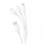 Laadimisjuhe Dudao L8A-3in1 USB-A to USB-C/MicroUSB/Lightning 6A 1.2m valge