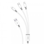 Laadimisjuhe Dudao L8s-3in1 USB-A to USB-C/MicroUSB/Lightning 100W 1.2m valge