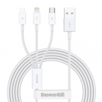 Kaabel Baseus Superior alates USB kuni microUSB+Lightning+Type-C 3.5A 1.5m valge CAMLTYS-02