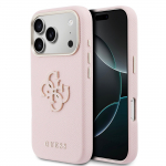 Telefoni&uuml;mbris Guess PU Grained 4G Resin Metal Logo Apple iPhone 17 Pro Max roosa
