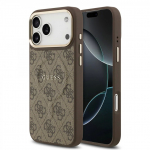 Telefoni&uuml;mbris Guess PU Leather 4G Gold Frame MagSafe Apple iPhone 17 Pro Max pruun