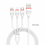 Laadimisjuhe Borofone BX17 3in1 microUSB-Lightning-Type-C valge