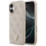 Telefoni&uuml;mbris Guess PU Leather 4G Strass Triangle Logo Gold Frame MagSafe Apple iPhone 17 roosa