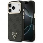 Telefoni&uuml;mbris Guess PU Leather 4G Strass Triangle Logo Gold Frame MagSafe Apple iPhone 17 Pro Max must